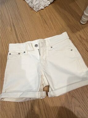 Levi's White Cuffed Denim Shorts
